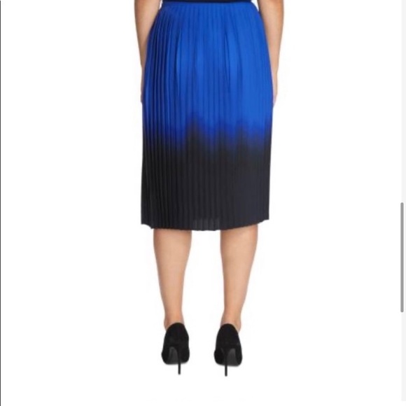 DKNY Pleated Plisse Accordion Midi Skirt BlueBlack - Picture 5 of 9